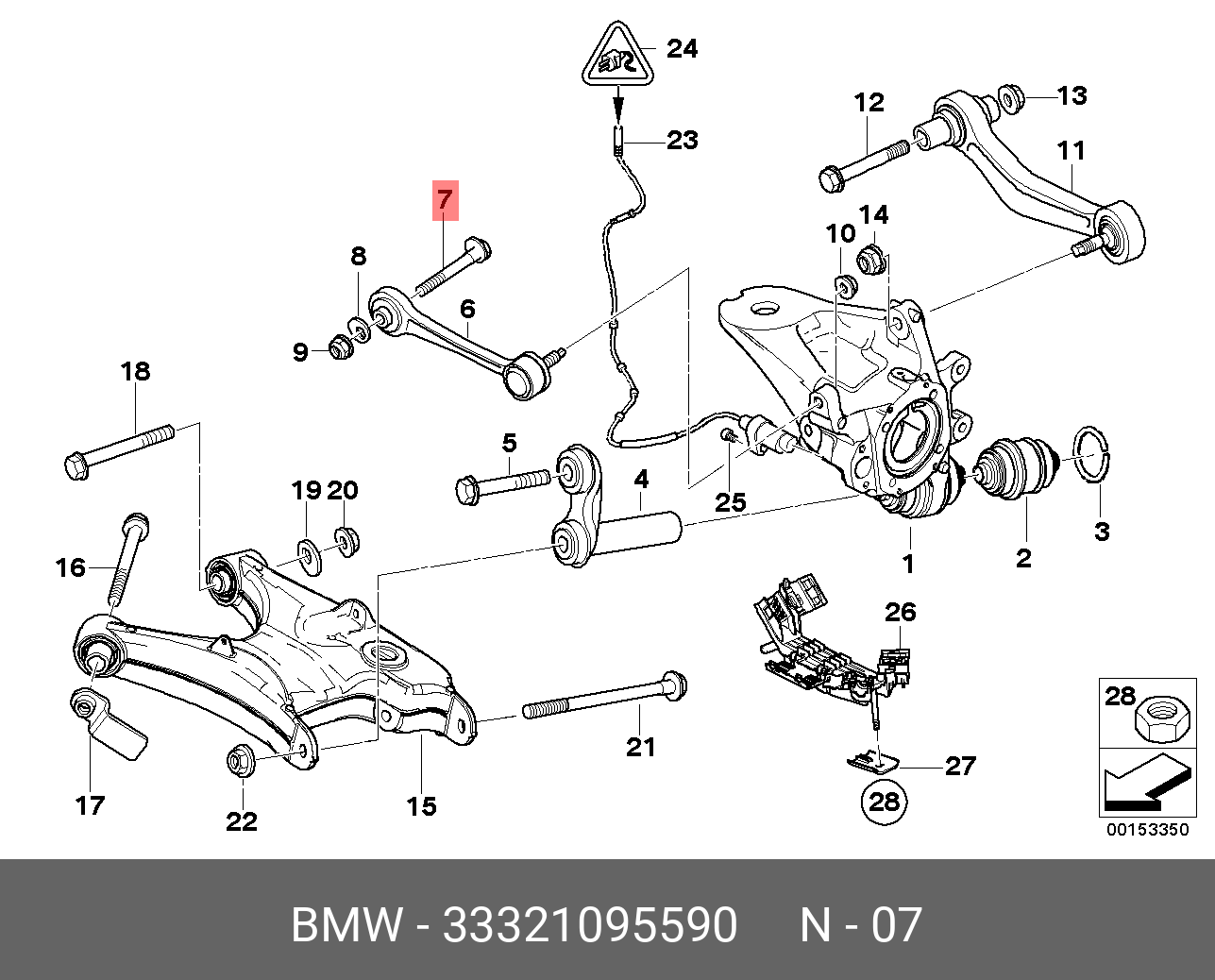 Болт, поперечный рычаг подвески - BMW 33 32 1 095 590