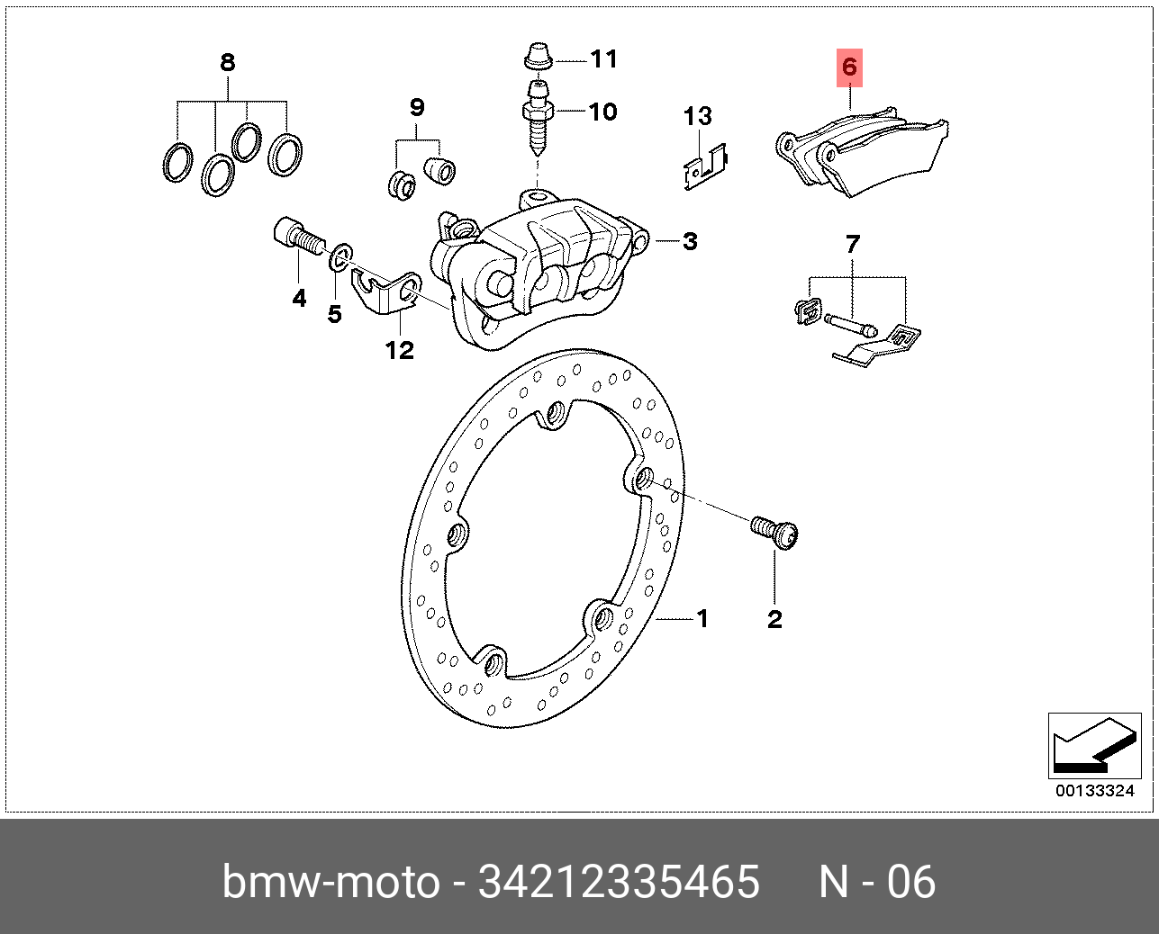 Колодки тормозные дисковые | зад | - BMW 34 21 2 335 465