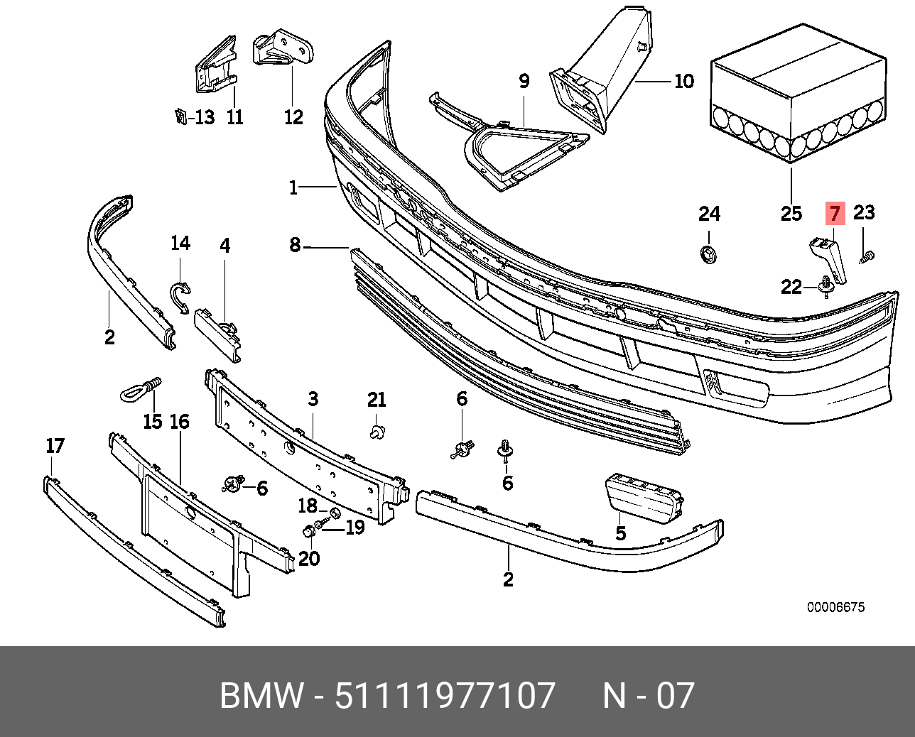 Стойка противотуманной фары л - BMW 51 11 1 977 107