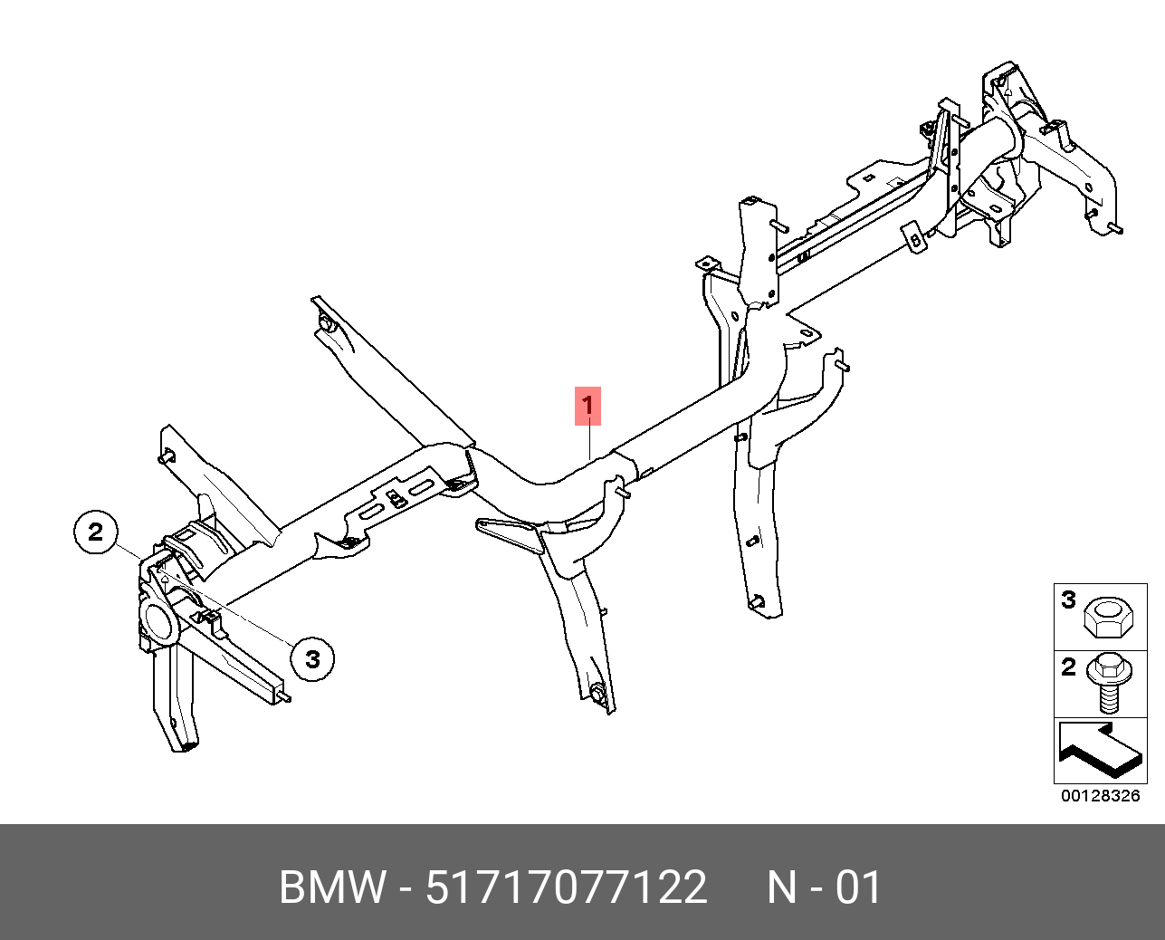 Несущая полая стойка Е60 - BMW 51 71 7 077 122