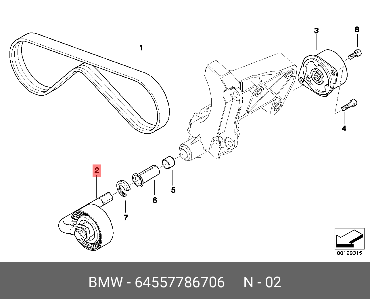 Ролик натяжной навесного оборудования - BMW 64 55 7 786 706