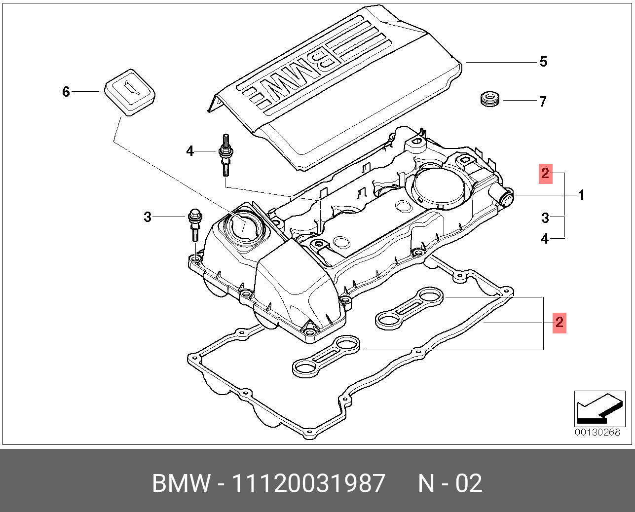 Комплект прокладок, крышка головки цилиндра - BMW 11 12 0 031 987