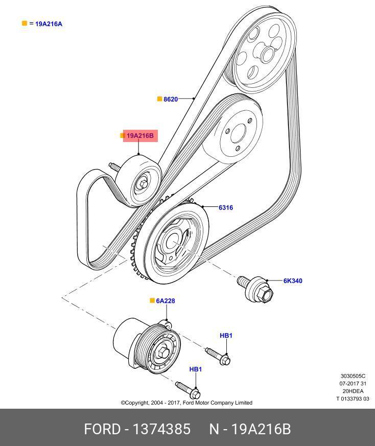 Ролик промежуточный навесного оборудования - Ford 1 374 385