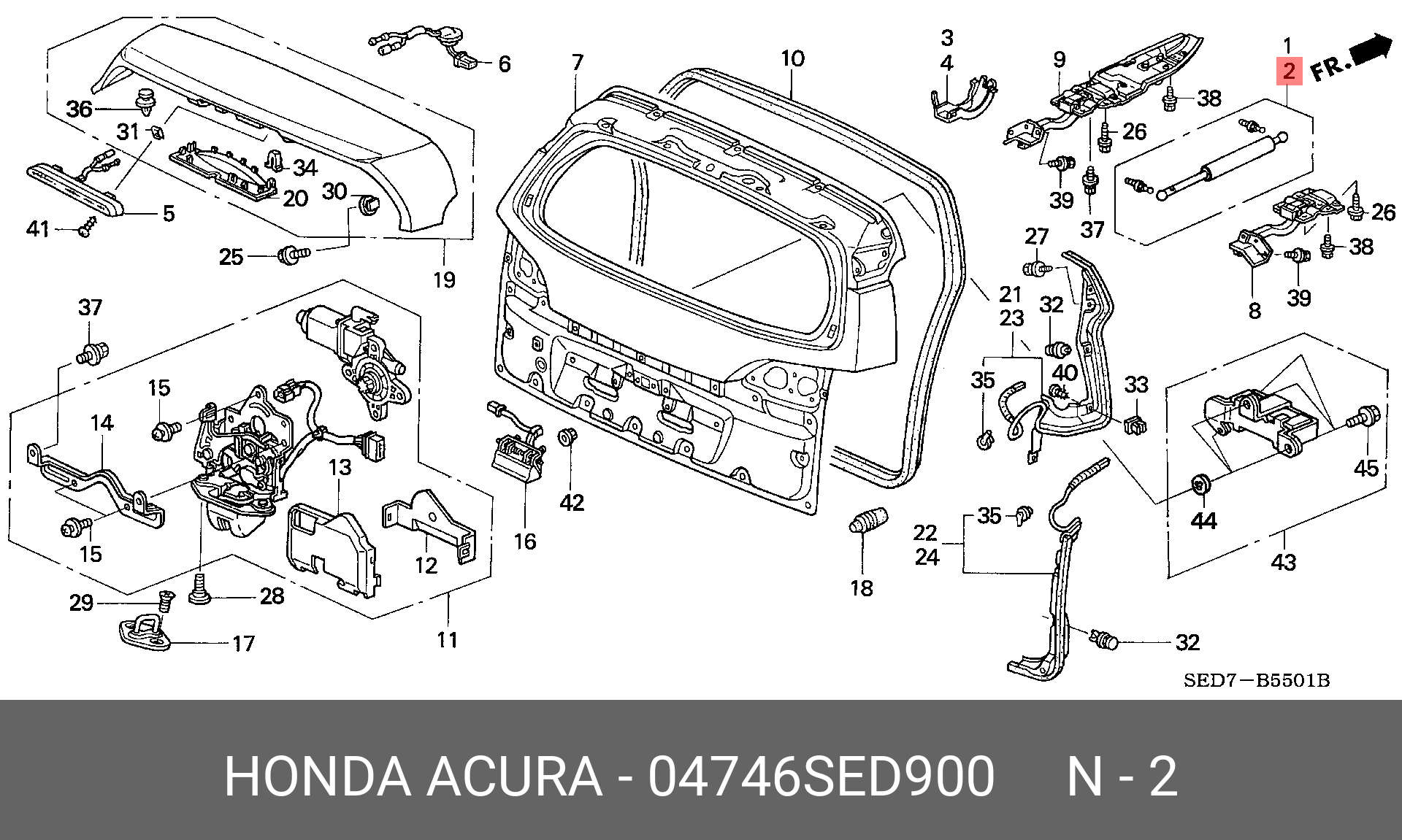 Амортизатор крышки багажника - Honda 04746-SED-900