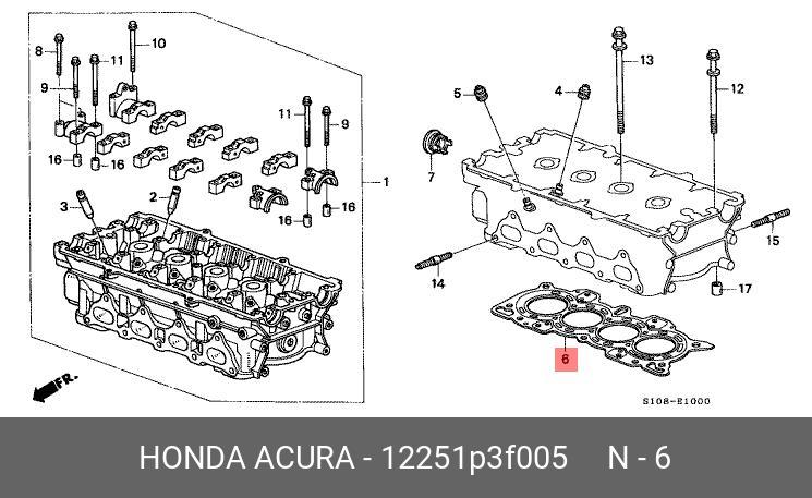 Прокладка, головка цилиндра - Honda 12251-P3F-005