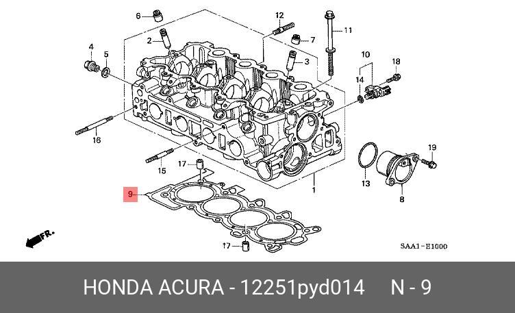 Прокладка головки блока цилиндров - Honda 12251-PYD-014