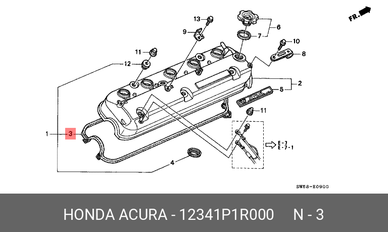 Прокладка клапанной крышки - Honda 12341-P1R-000