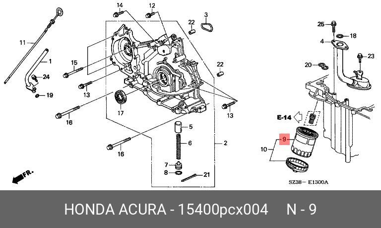 Фильтр масляный - Honda 15400PCX004