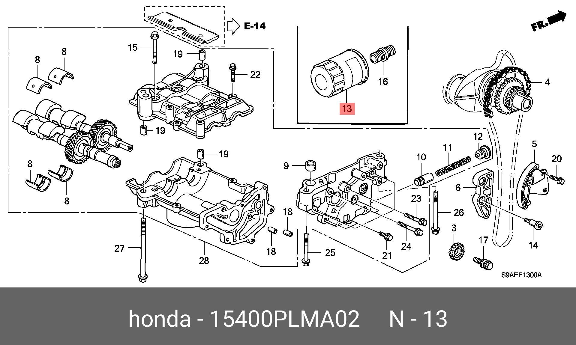 Фильтр масляный - Honda 15400-PLM-A02