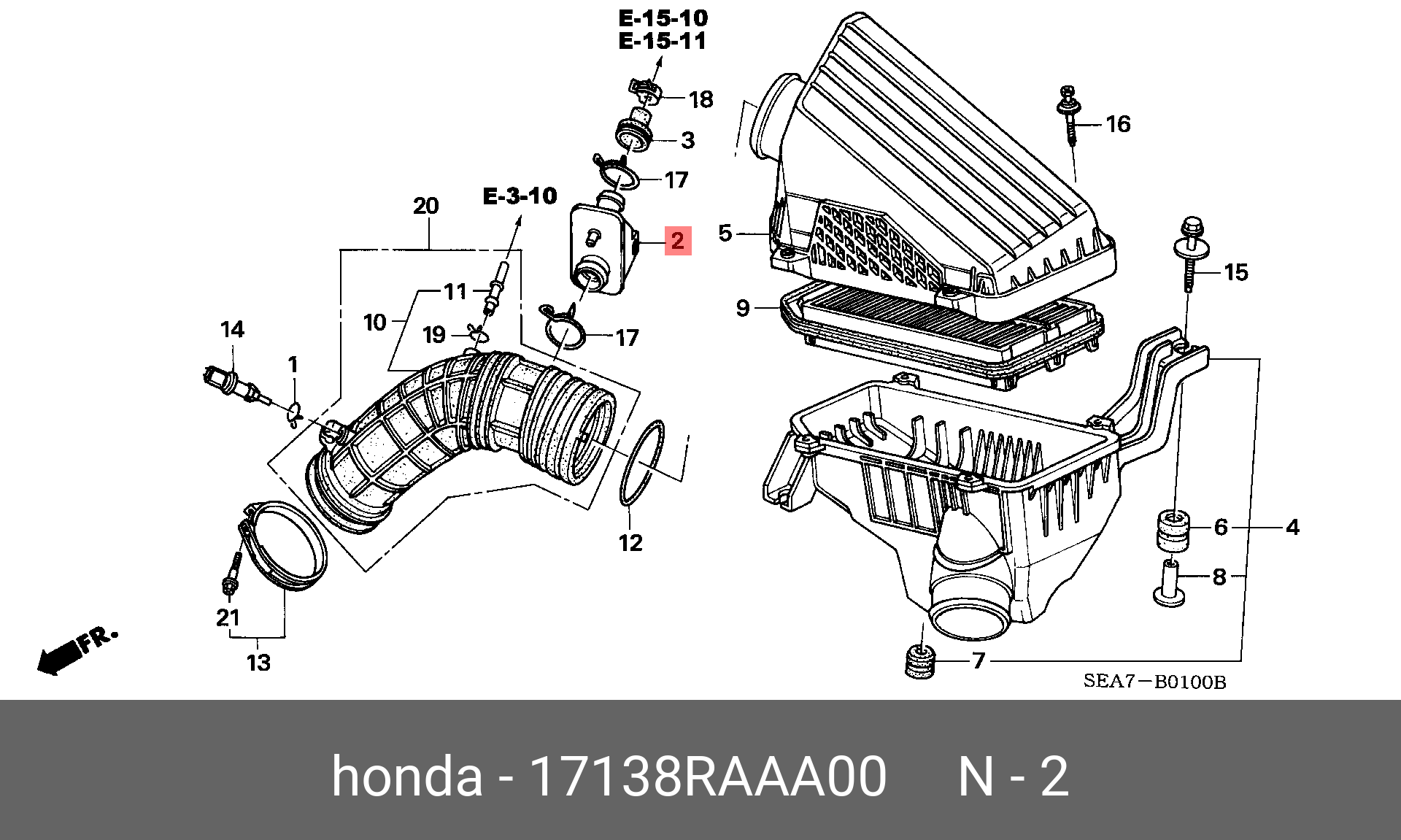 Датчик расхода воздуха - Honda 17138-RAA-A00