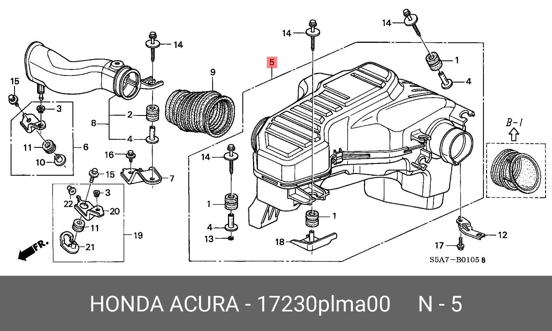 Корпус возд фильтра - Honda 17230-PLM-A00