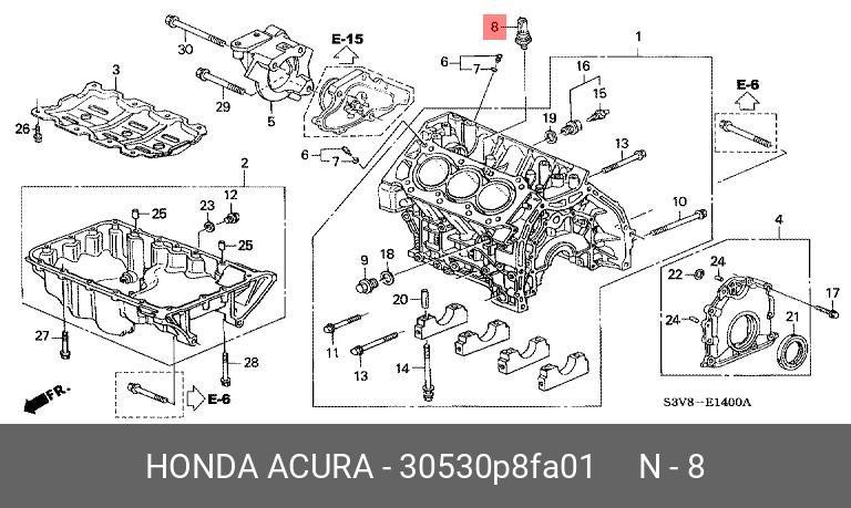 Датчик детонации - Honda 30530-P8F-A01