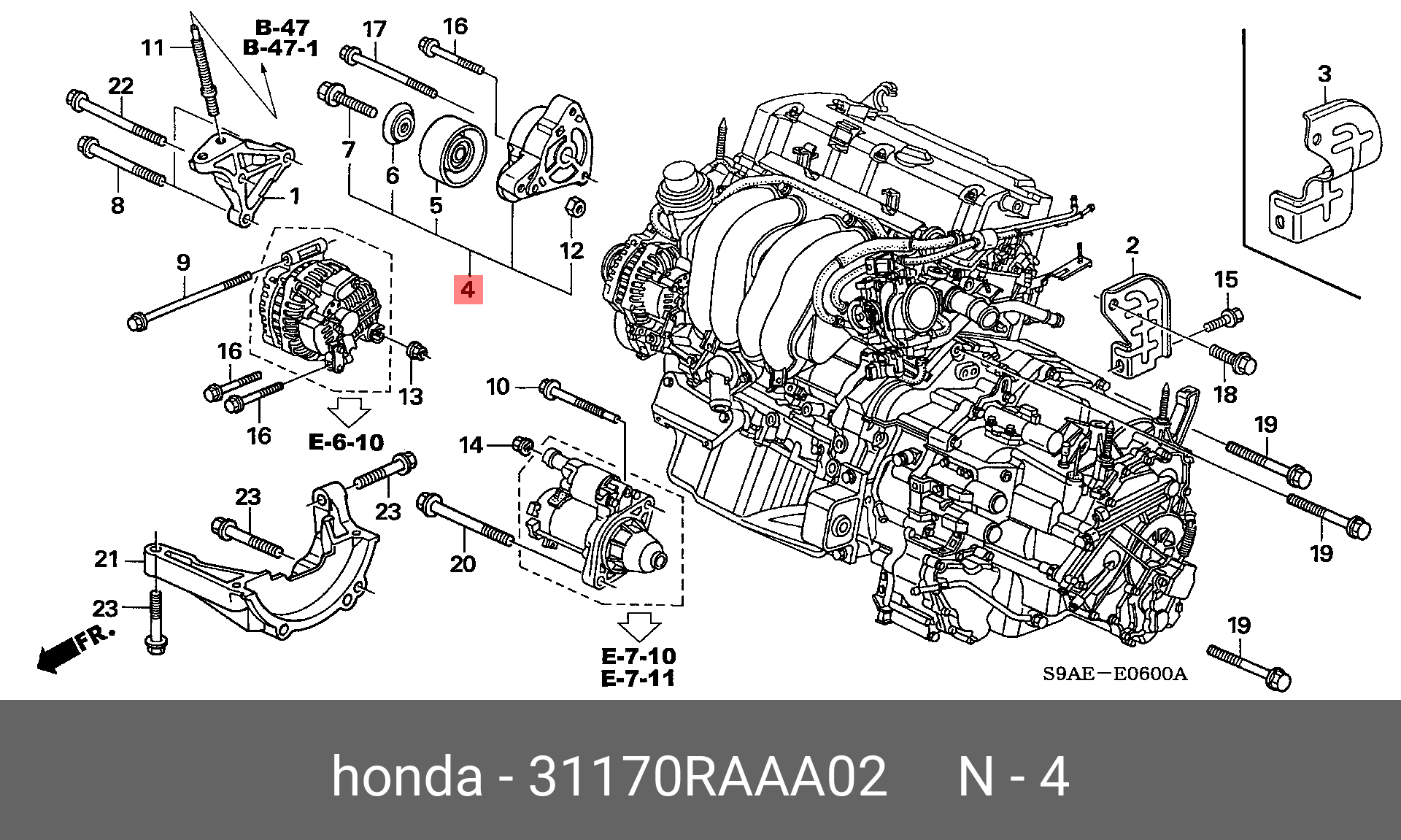 Натяжитель общего ремня в сборе - Honda 31170-RAA-A02