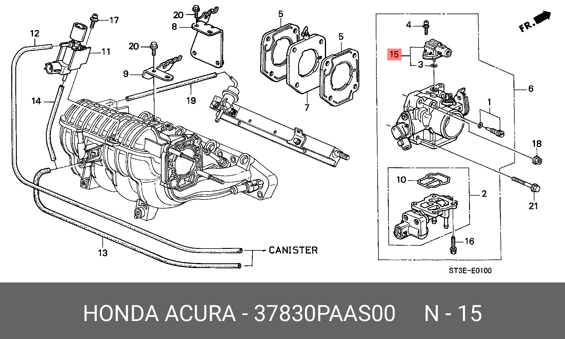 Датчик абсолютного давления воздуха ДВС - Honda 37830PAAS00