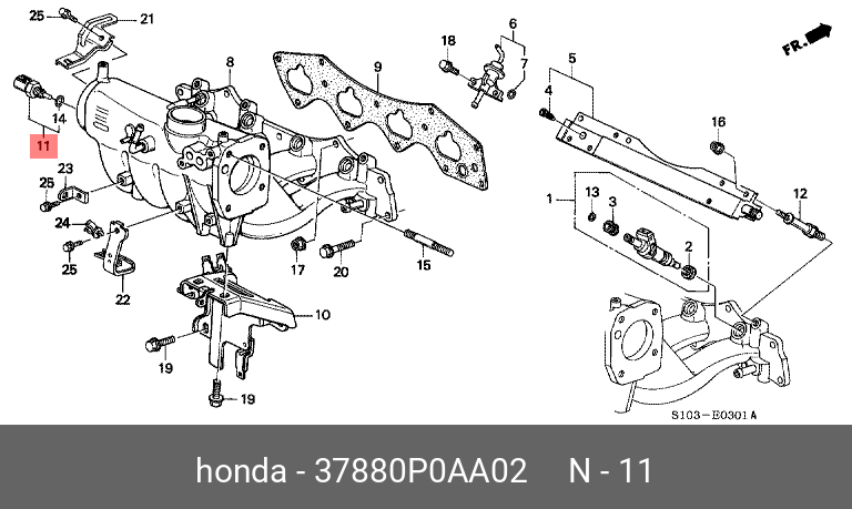 Датчик, температура впускаемого воздуха - Honda 37880-P0A-A02