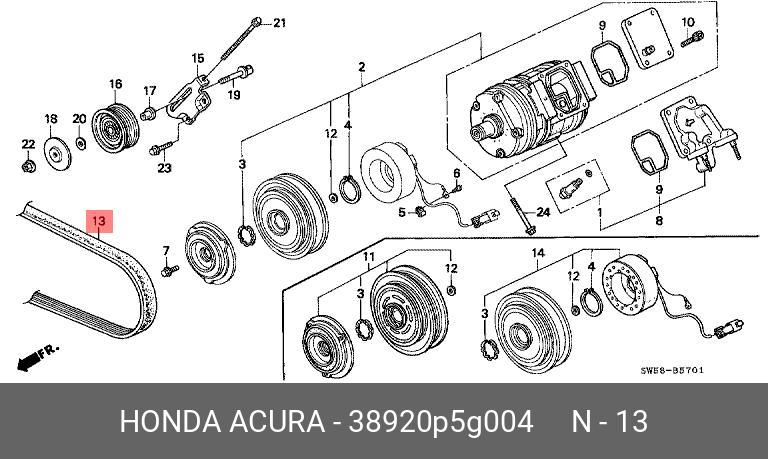 Ремень поликлиновый - Honda 38920-P5G-004