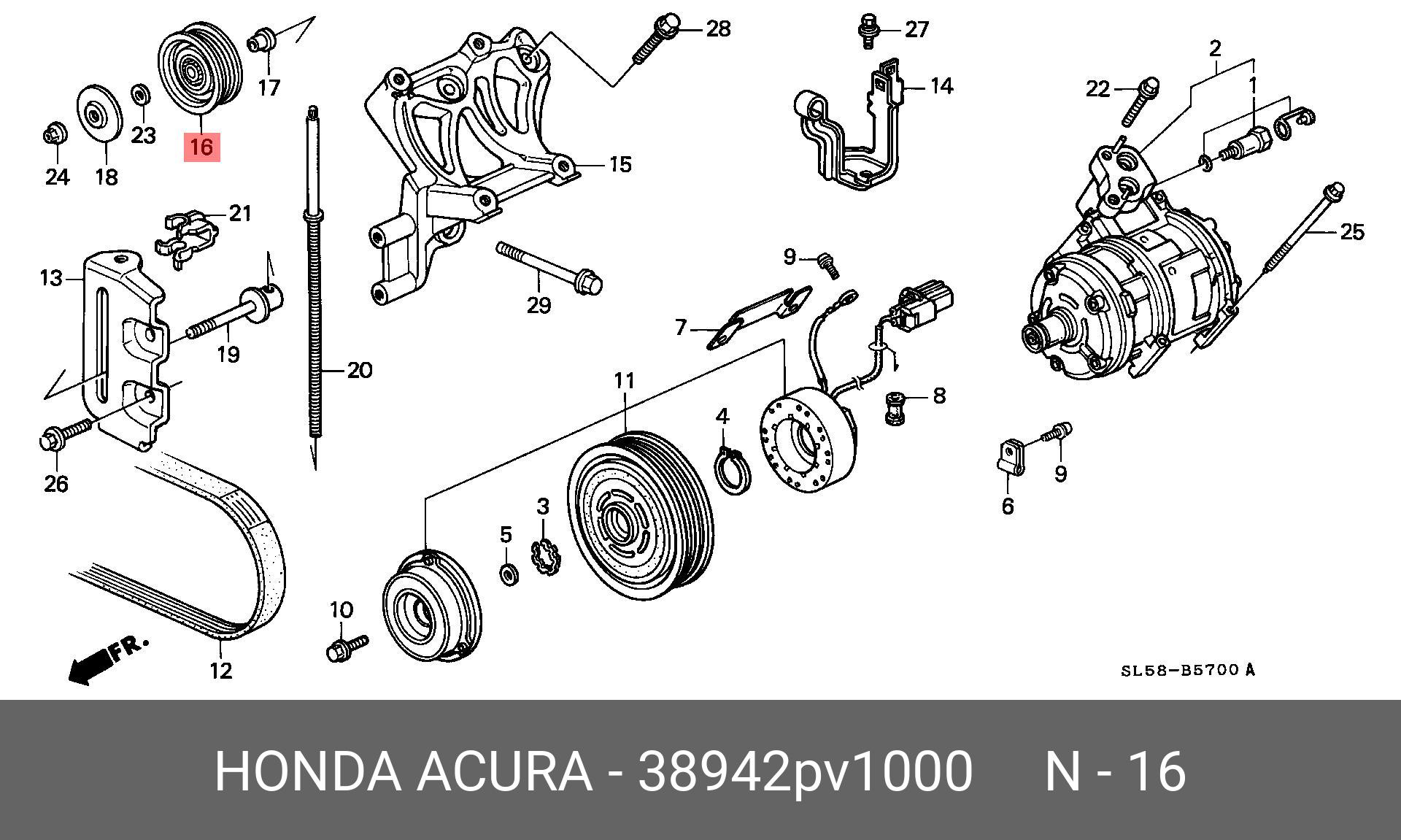 Ролик натяжной - Honda 38942-PV1-000