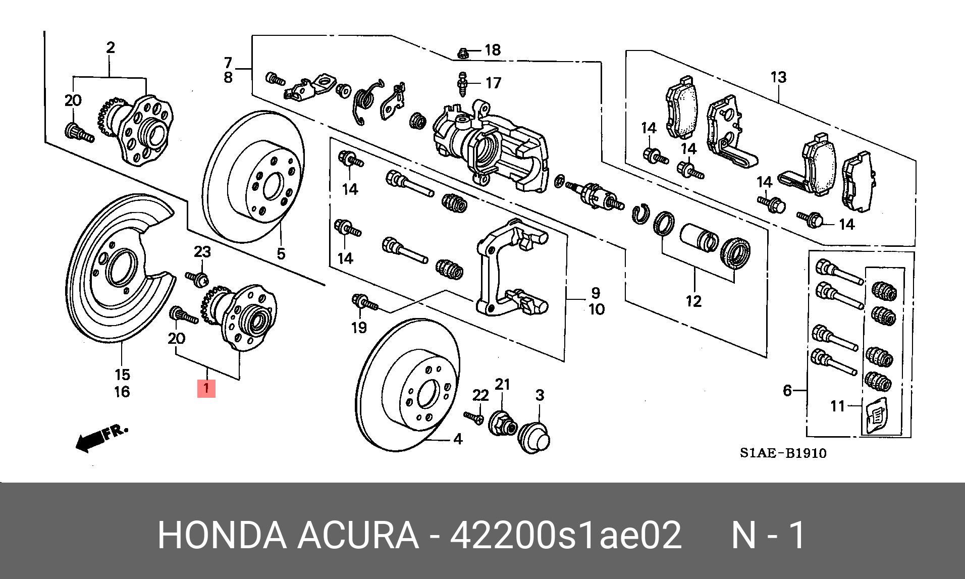 Комплект подшипника ступицы колеса | зад лев | - Honda 42200-S1A-E02