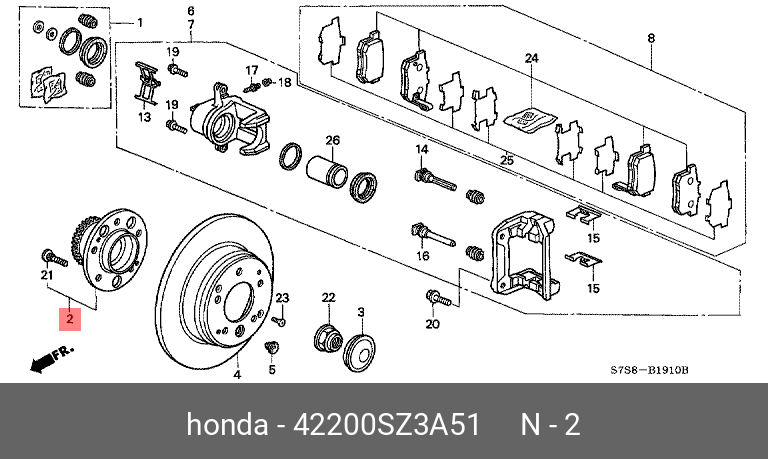 Ступица колеса | зад лев | - Honda 42200-SZ3-A51