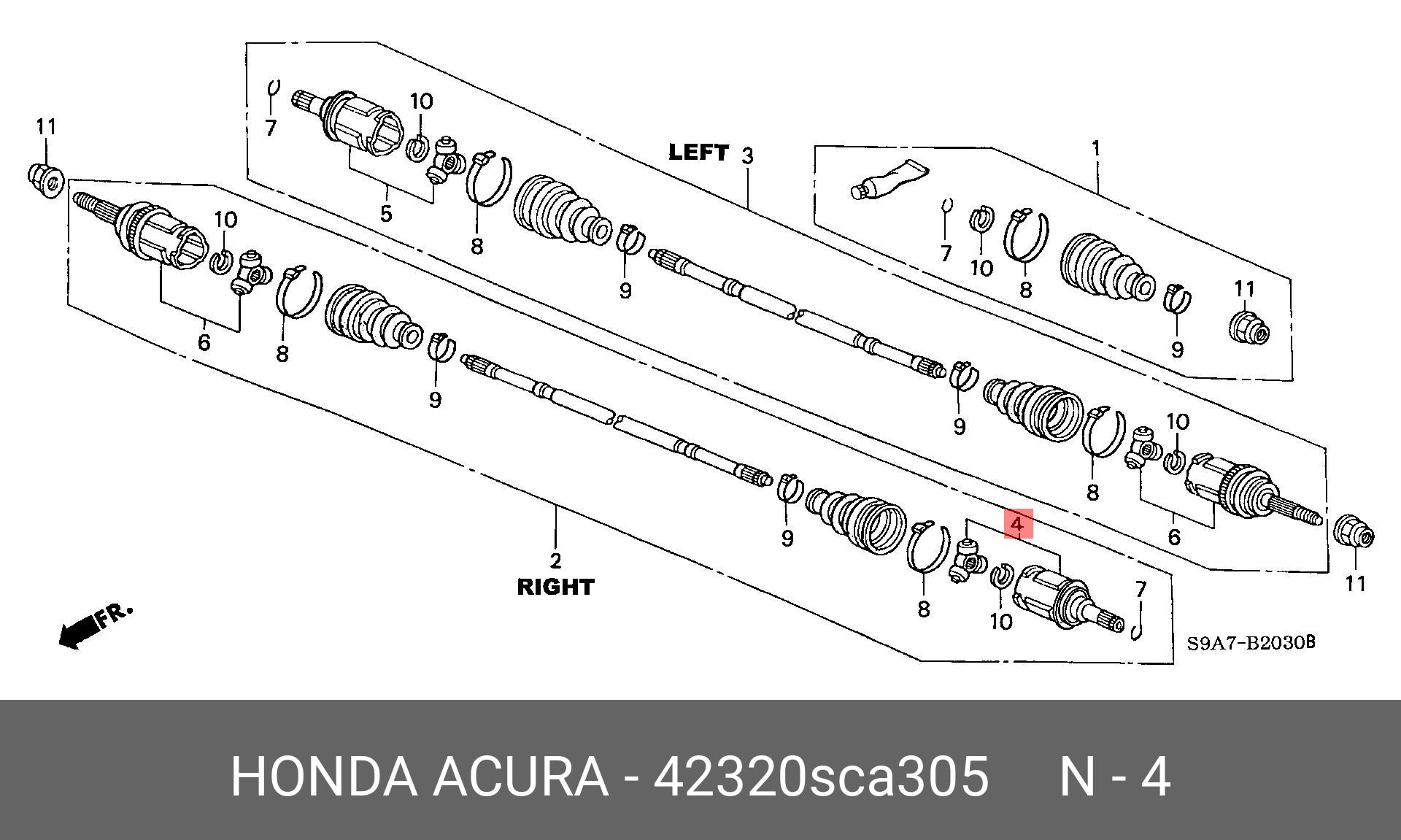 Шрус внутренний | зад прав | - Honda 42320-SCA-305