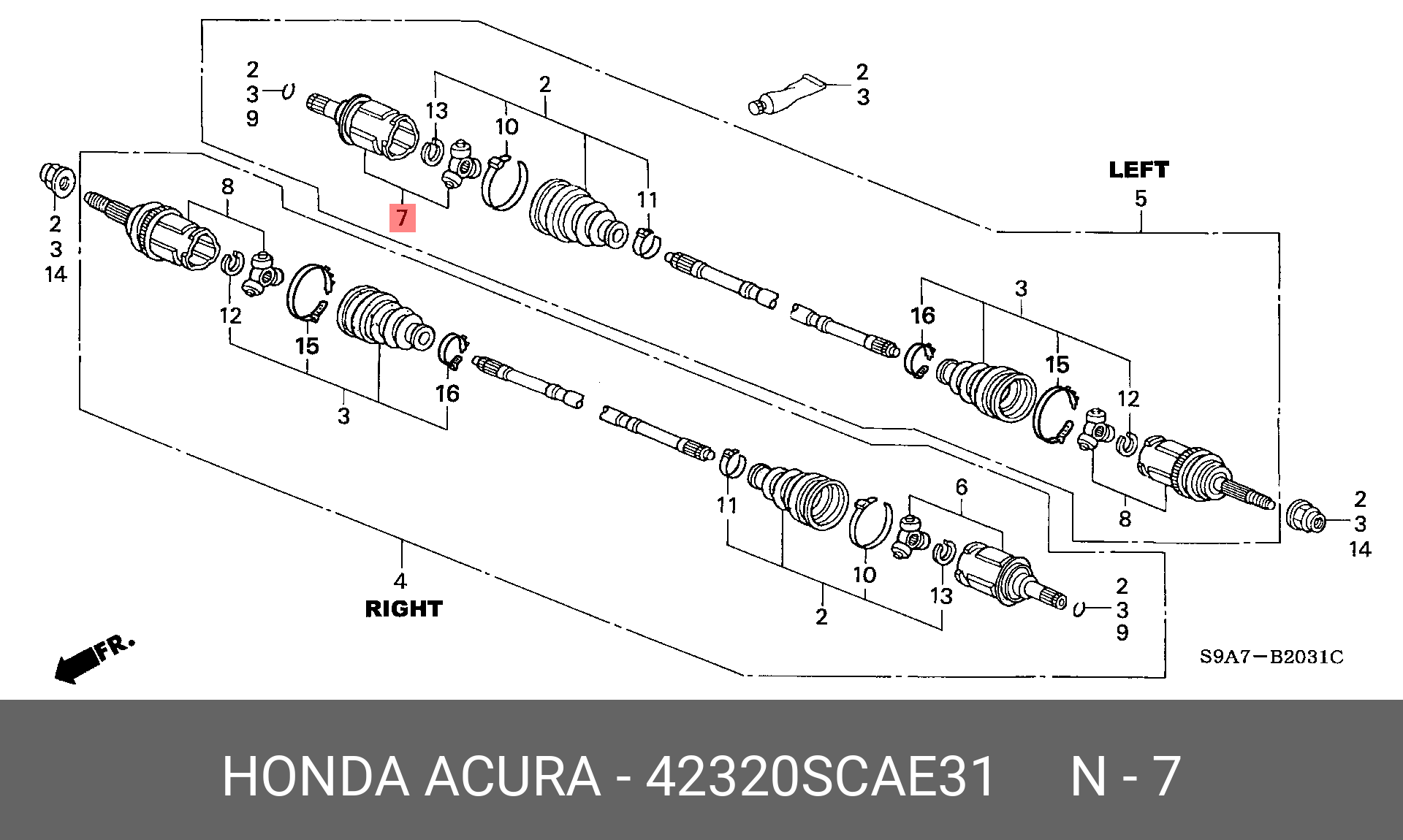 Шрус внутренний | зад лев | - Honda 42320-SCA-E31
