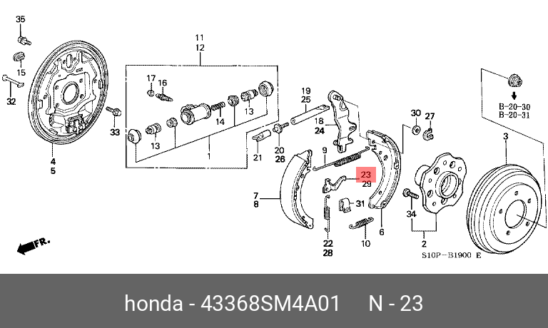 Колодки тормозные барабанные - Honda 43368-SM4-A01