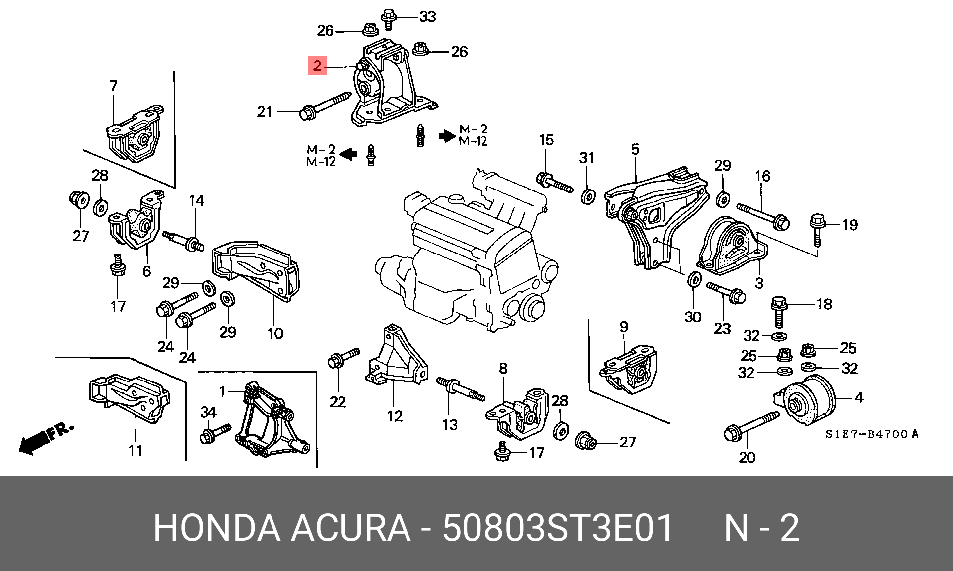 Подвеска, двигатель - Honda 50803-ST3-E01