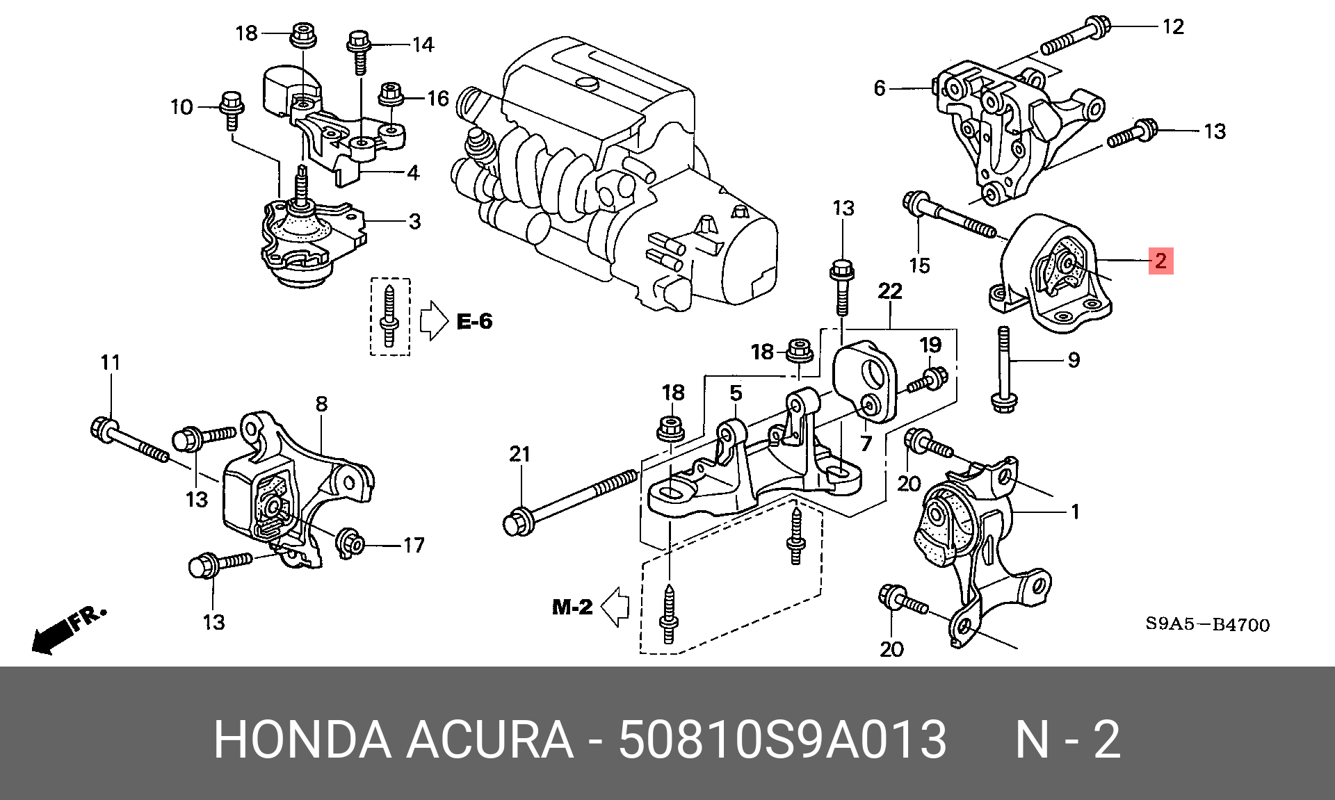 Подвеска, двигатель | зад | - Honda 50810-S9A-013