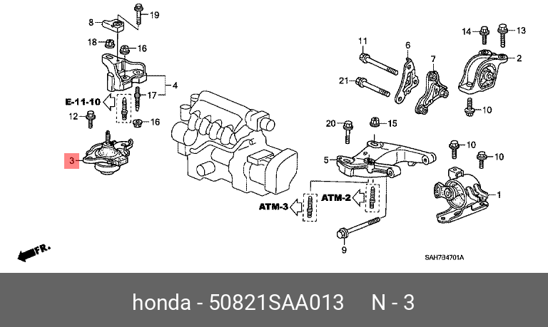 Подушка двигателя | перед прав | - Honda 50821-SAA-013
