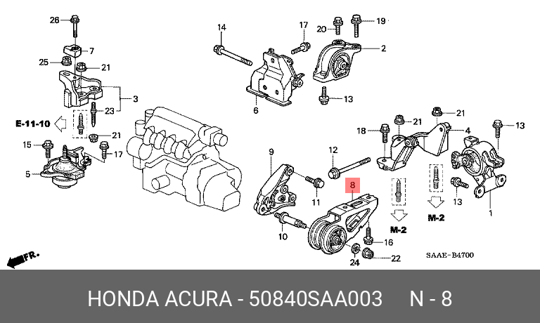 Опора двигателя | перед лев | - Honda 50840-SAA-003