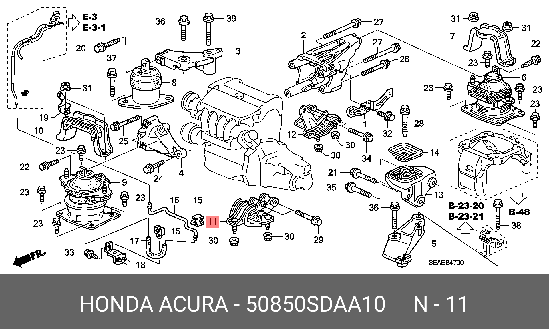 Подушка двигателя | перед лев | - Honda 50850-SDA-A10