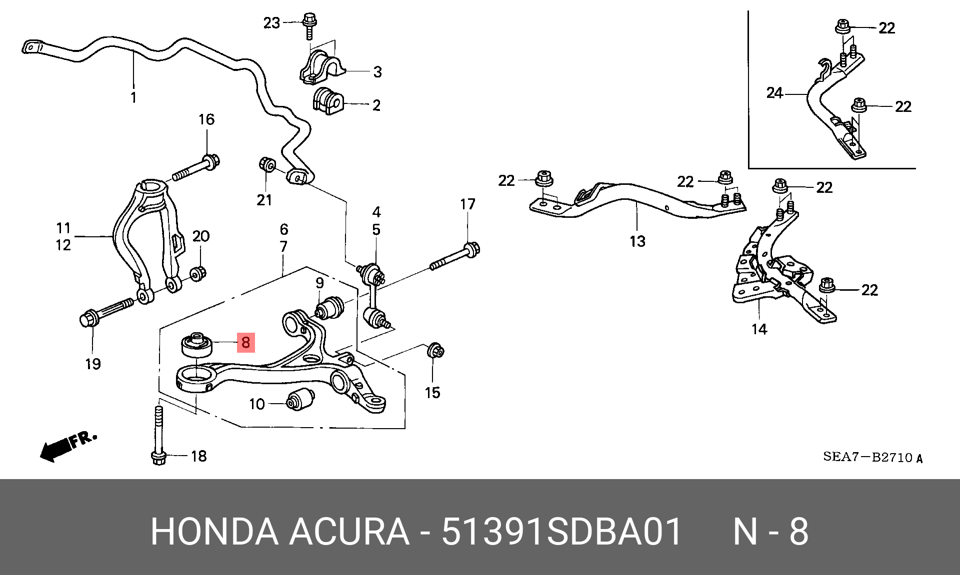 Сайлентблок рычага подвески | перед лев | - Honda 51391-SDB-A01