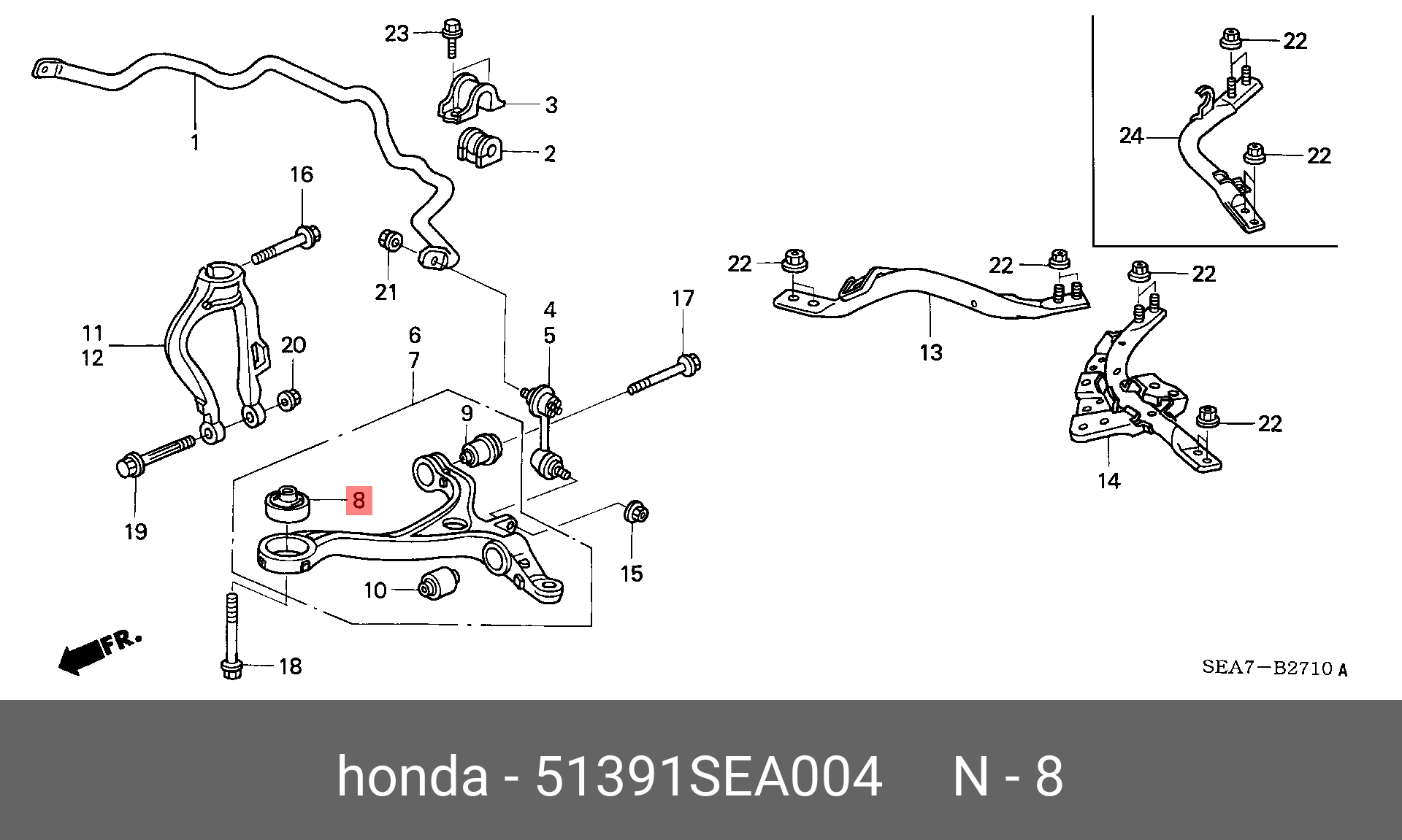Сайлентблок рычага подвески | перед лев | - Honda 51391-SEA-004