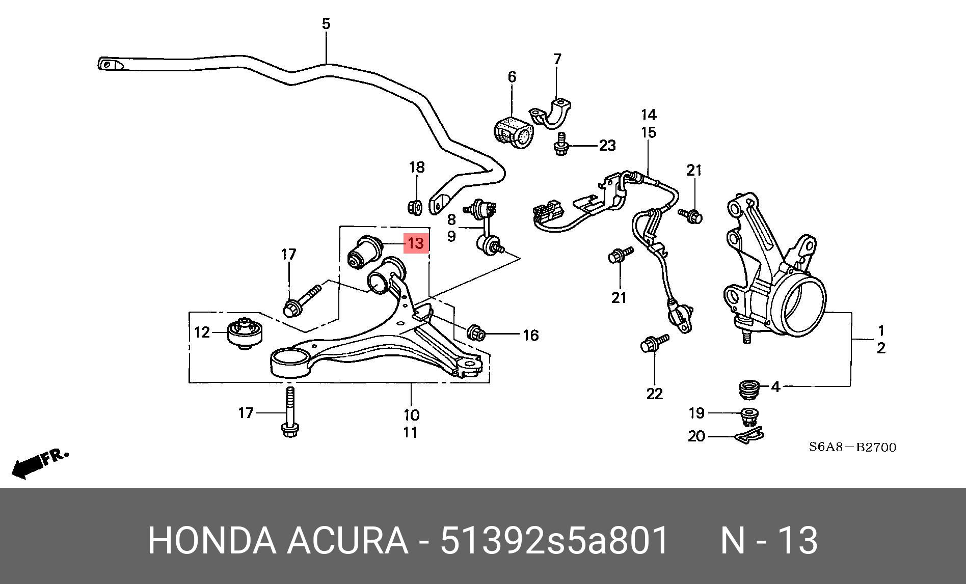 Сайлентблок рычага подвески | перед | - Honda 51392-S5A-801