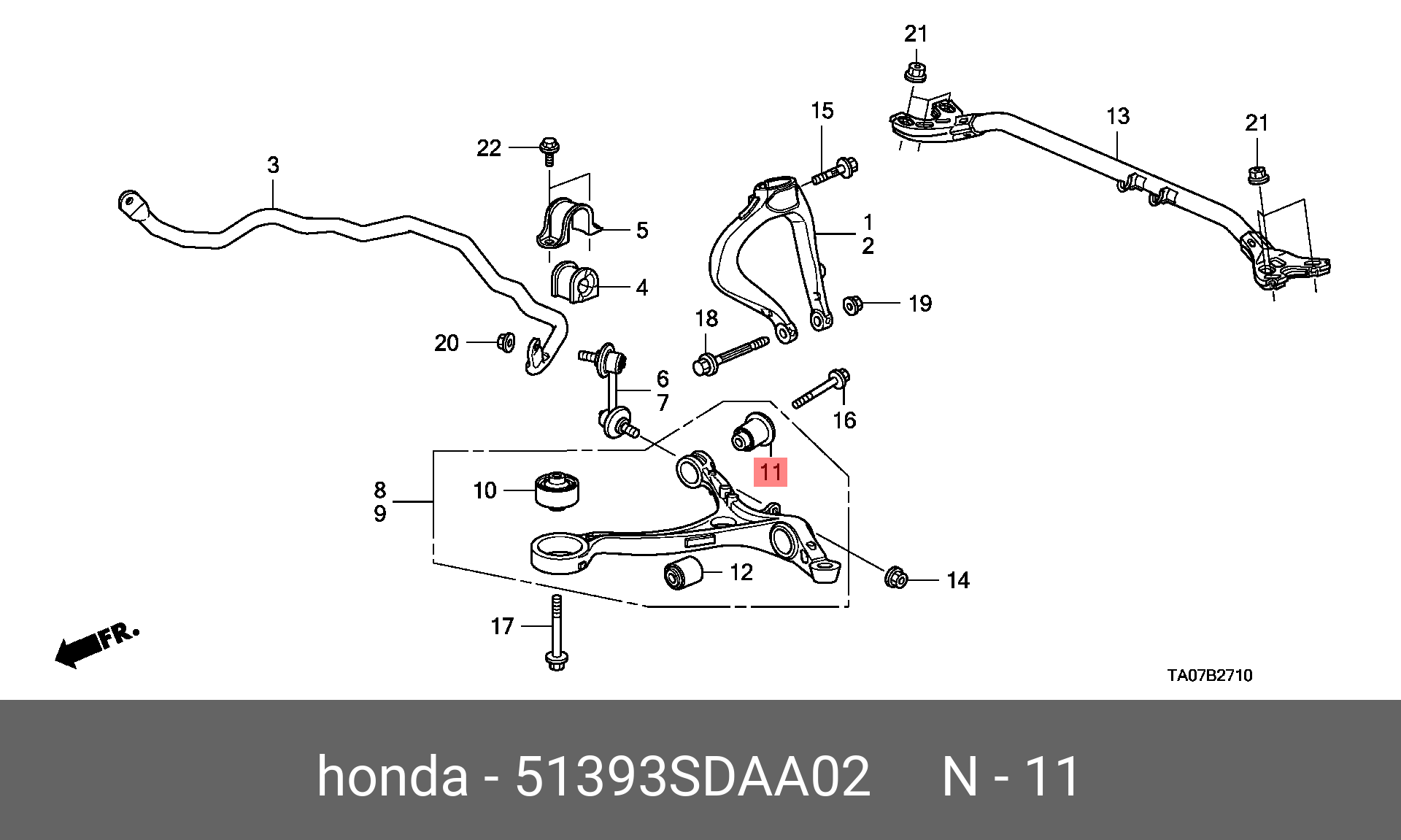 Сайлентблок рычага подвески | перед лев | - Honda 51393-SDA-A02