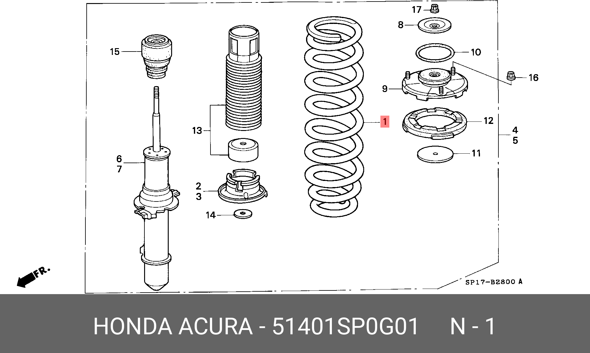 Пружина ходовой части | перед | - Honda 51401-SP0-G01