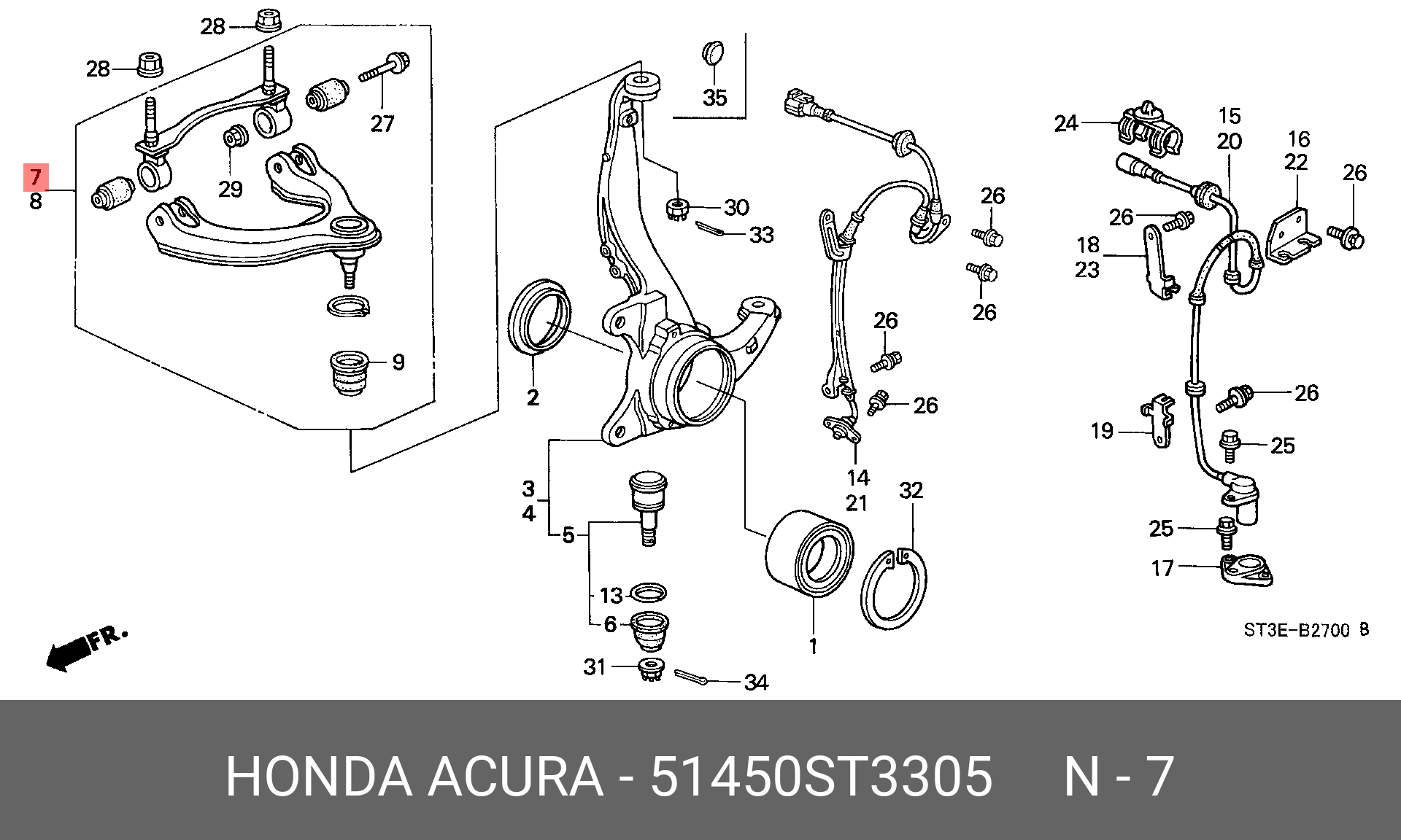 Рычаг подвески | перед прав | - Honda 51450-ST3-305