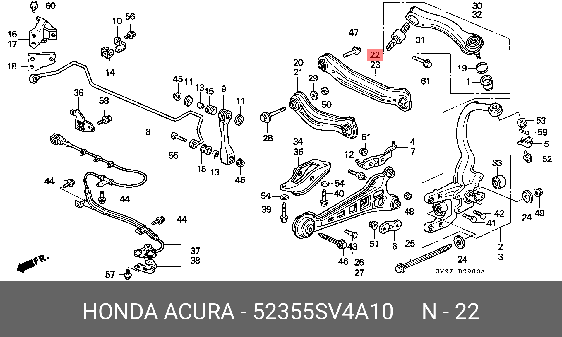 Рычаг независимой подвески колеса, подвеска колеса | зад прав | - Honda 52355-SV4-A10