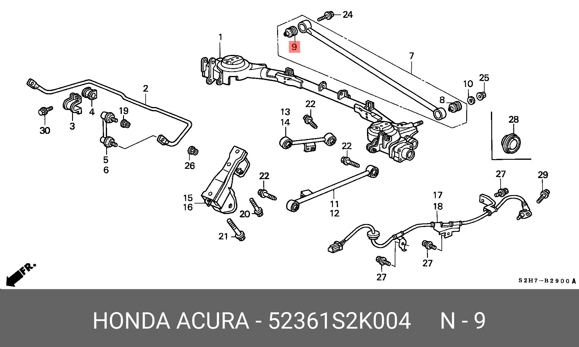 Сайлентблок рычага подвески | зад прав | - Honda 52361-S2K-004