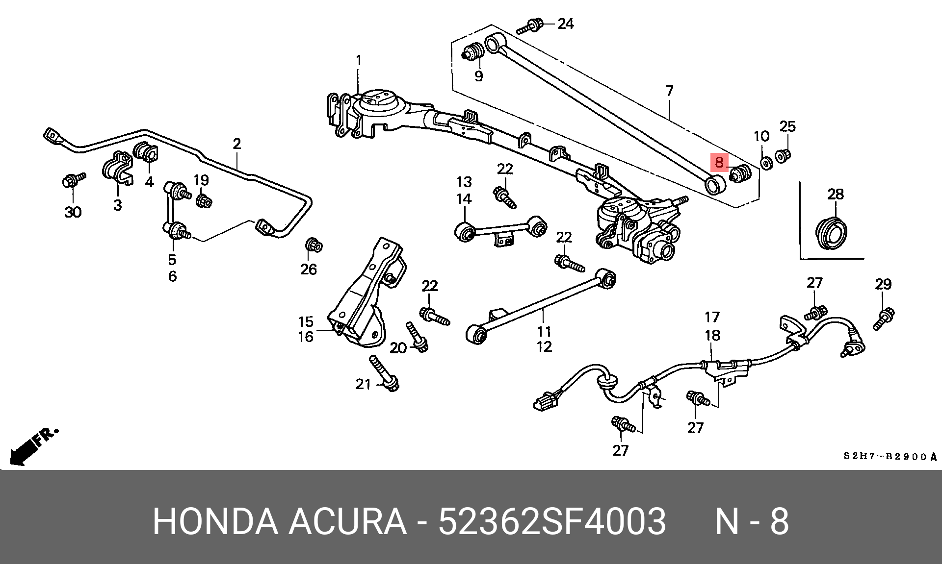 Сайлентблок рычага подвески | зад прав | - Honda 52362-SF4-003