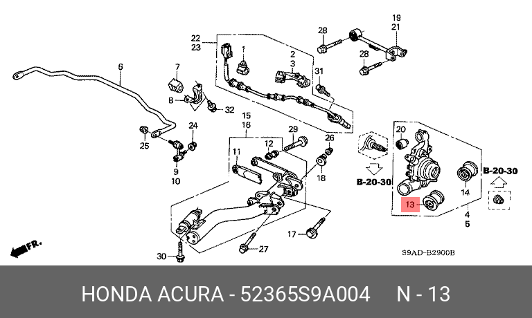 Сайлентблок рычага подвески | зад | - Honda 52365-S9A-004