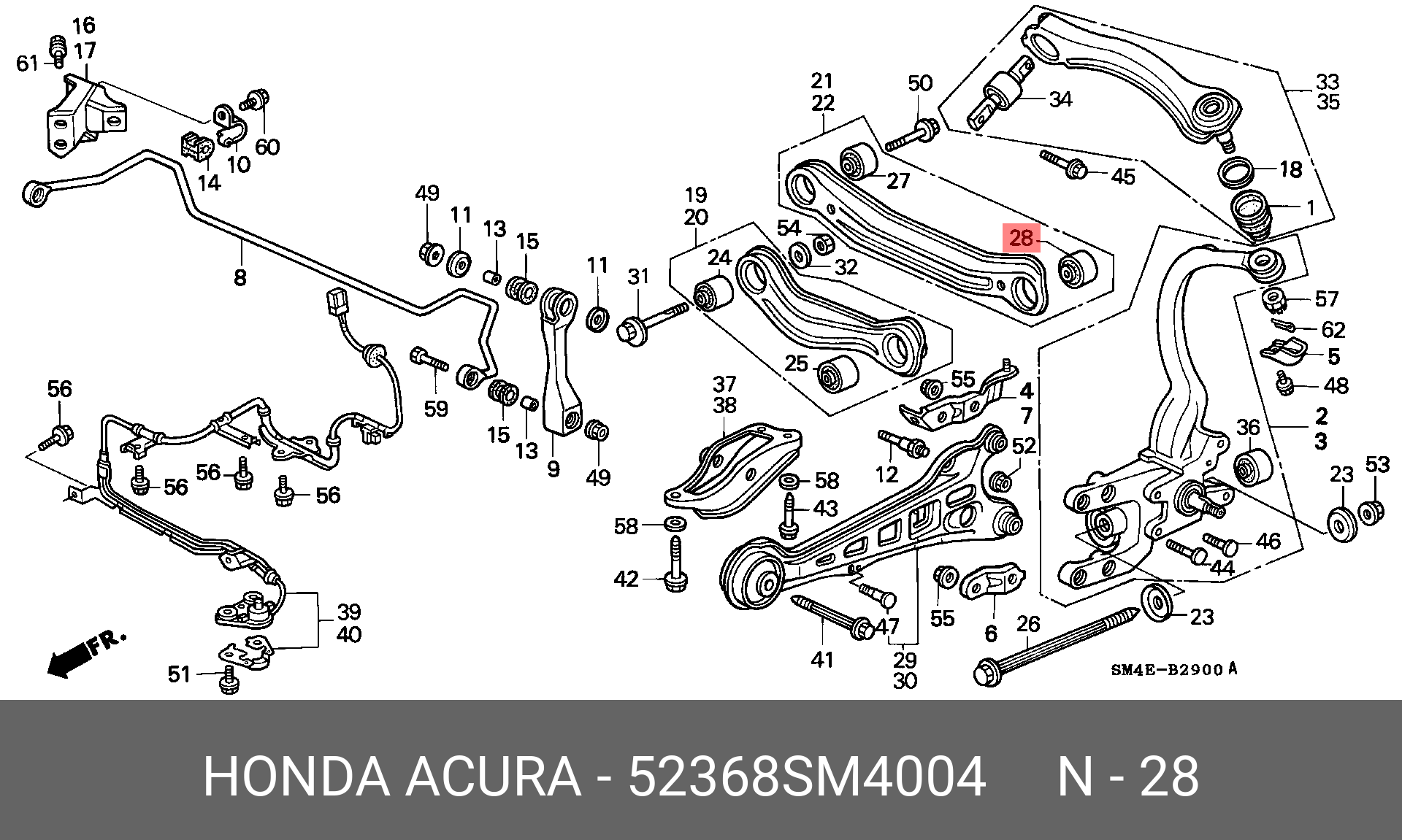 Подвеска, рычаг независимой подвески колеса | зад | - Honda 52368-SM4-004