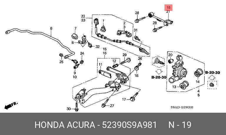 Рычаг подвески | зад прав | - Honda 52390-S9A-981