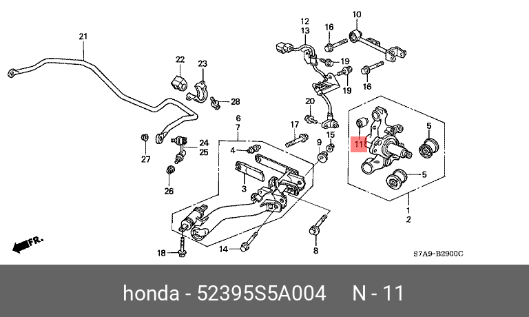 Сайлентблок рычага подвески | зад | - Honda 52395-S5A-004