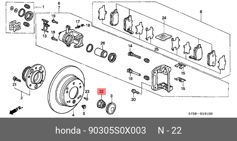 Комплект подшипника ступицы колеса - Honda 90305-S0X-003