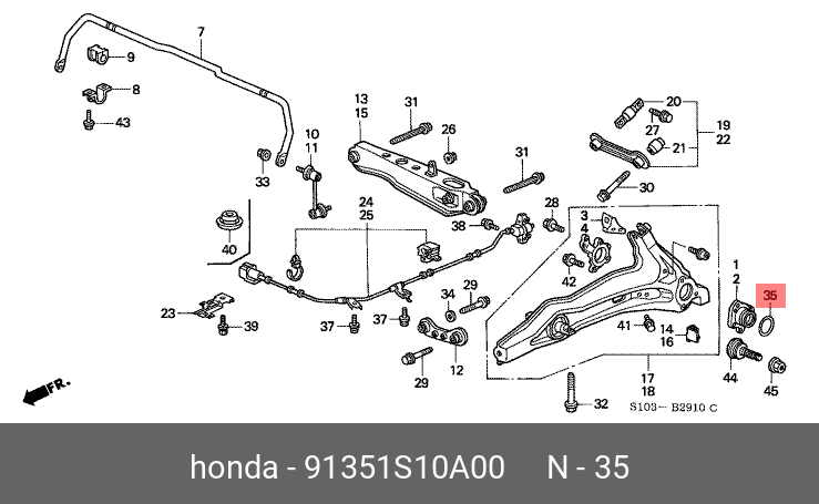 Комплект подшипника ступицы колеса - Honda 91351-S10-A00
