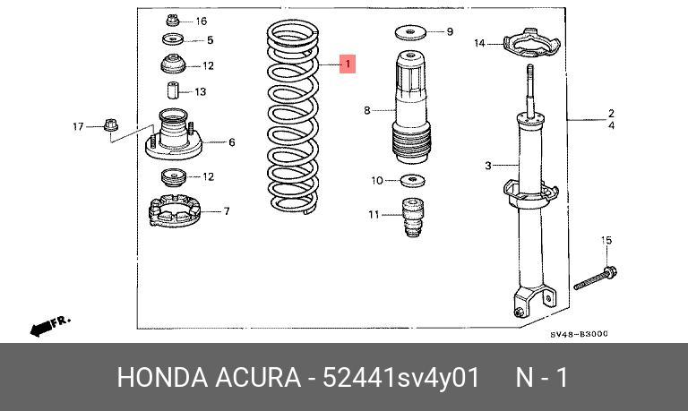 Пружина подвески - Honda 52441-SV4-Y01