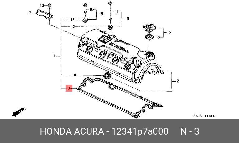 Прокладка крышки клапанов - Honda 12341-P7A-000