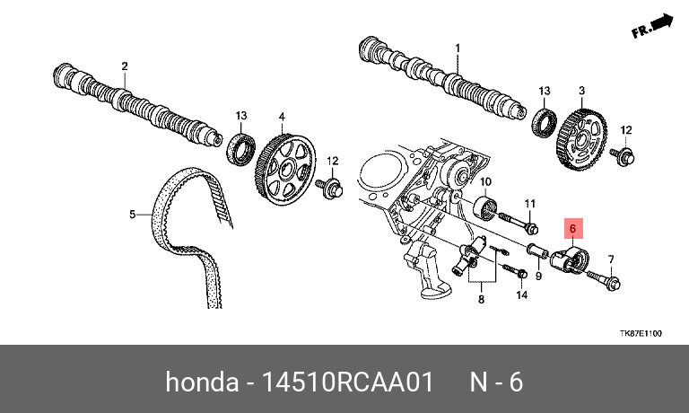 Ролик натяжной ГРМ - Honda 14510-RCA-A01