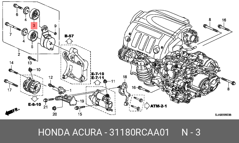 Шкив - Honda 31180-RCA-A01